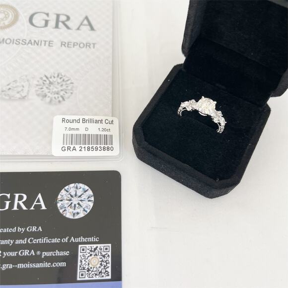 ❤️ LOW START!!! NEW!!!MOISSANITE 1.20 Carat Round Brilliant Cut Ring Size 7.0mm - Picture 5 of 9